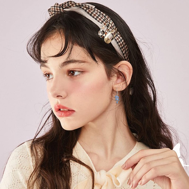 CiNily Pendientes colgantes de ópalo chapados en oro blanco u