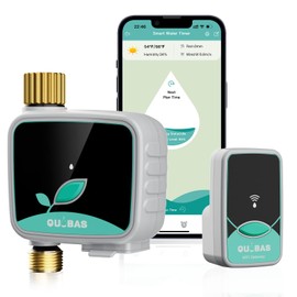 QUOBAS WiFi Sprinkler Timer with Brass Inlet & Outlet, Smart Water Timer for Garden Hose with APP Remote Control, Manual Watering, Rain Delay Watering, for Lawn, Garden
