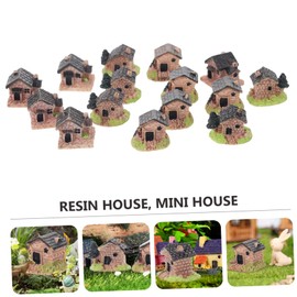 VINTORKY 15 Pcs Micro Landscape House Miniature Stone Village Fairy House Accessories Fairy House Statue Stone House for Garden Miniature Landscape Ornament Resin Outdoor Garden Supplies