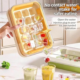 AuziumBandejas de hielo de silicona con tapa de tres colores, 15 compartimentos por caja, anti-olores para nevera, 45 compartimentos flexibles de fácil desprendimiento del hielo