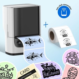 PM220 Label Maker Machine with Tape, Bluethooth Label Printer, Portable Thermal Printer for Small Business, Address,Sticker Printer:_White