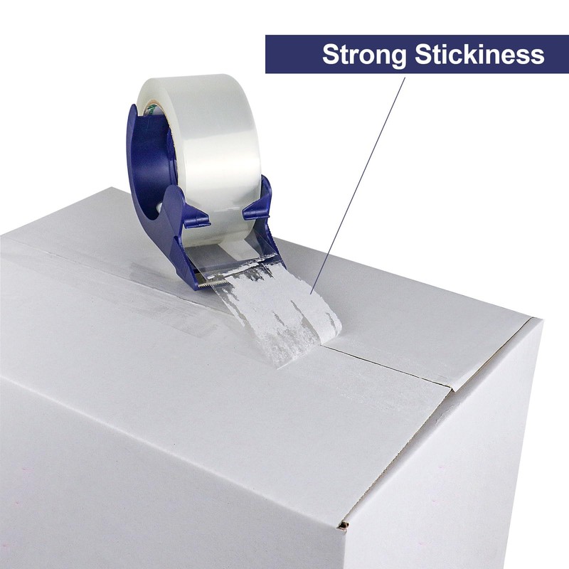 BOMEI PACK Packing Tape with Blue Dispenser Clear Packaging Tape