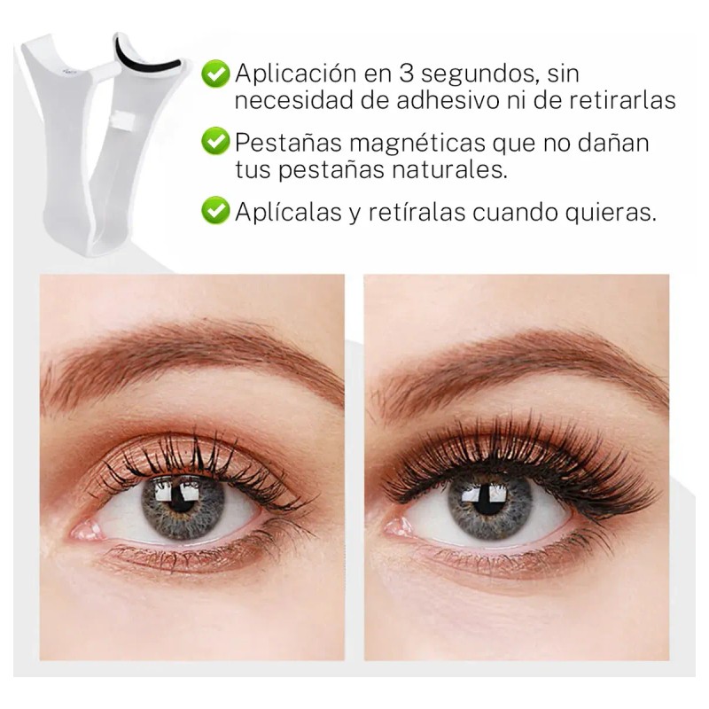 Kit De Pestañas Magnéticas Reutilizables Con Aplicador