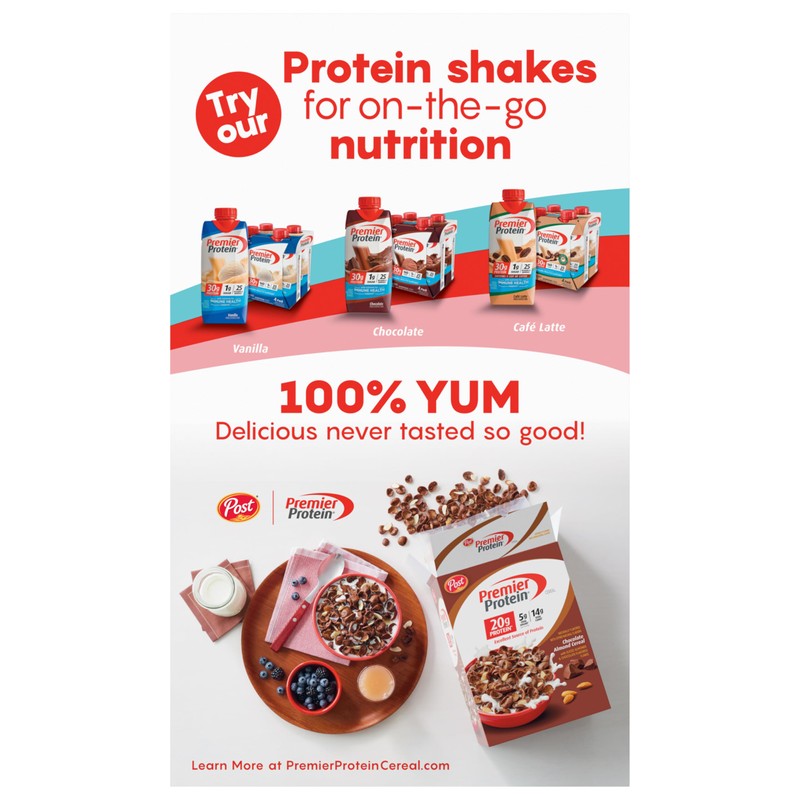 Post Premier Protein Mixed Berry Almond cereal, high protein cereal,