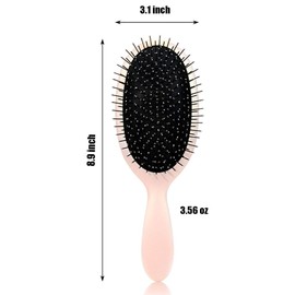 Morsafe Paddle Hair Brush with Metal Bristle, Anti-frizz Detangling Brush Styling Hairbrush for Curly Fine Wavy Natural Hair, Scalp Massage Brush, Wet or Dry Use