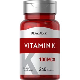 Piping Rock Vitamin K Supplements | 100 mcg | 240 Tablets | Non-GMO | by Piping Rock