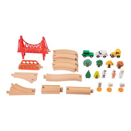 Wooden Train Set for Toddlers, Toy Train for Boys & Girls with Wooden Train Track, Wooden Toys for 3,4,5 Years Old Toddlers & Kids, Railway Set with Bridge Christmas Toys for Kids（40 pcs）