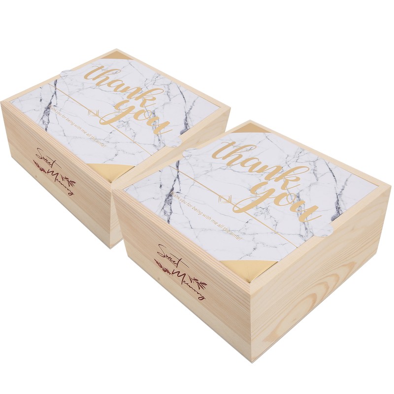 2 Set Wedding Wooden Gift Box PVC Exquisite Candy Packaging