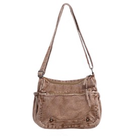 Ausing Denim Handbags for Women Hobo Tote Bag Crossbody Denim Purses Khaki Jean Shoulder Bag for Everyday Use Travel Gifting