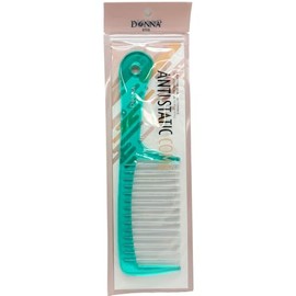 DONNA Anti-Static Detangling Comb – Wide Tooth Metal Pin Hair Comb for Thick, Curly, or Natural Hair – Anti-Frizz, Durable Grip Handle (GREEN)