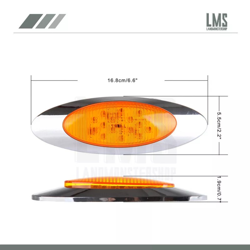LMS 8x 6.5'' 16LED Amber Side Marker Clearance Light for