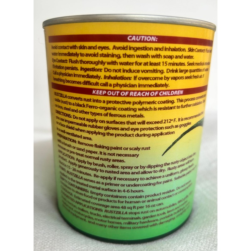 RUSTZILLA FARM EQUIPMENT RUST CONVERTER AND REMOVER, Professional Strength for
