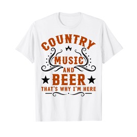 Country Music And Beer That's Why I'm Here Funny Vintage T-Shirt