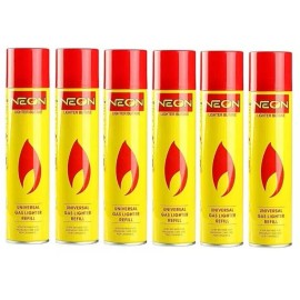 NEON 6 Can Neon Butane Fuel Universal Gas Lighter Refill Cartridge 300 Ml 10.14 Oz