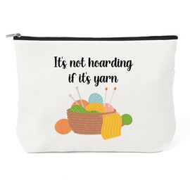 Crochet Gifts for Crocheters Makeup Bag - Knitting Gifts for Women Knitters Crochet Lovers Cosmetic Bag for Purse Travel Toiletry Bags Makeup Pouch With Zipper It's Not Hoarding If It's Yarn