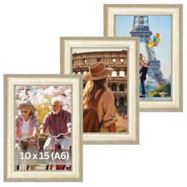 VictoR Monet Picture Frame Gold Beige Set of 3 in 10 x 15 cm (A6) - Strip 23 x 13 mm - Picture Frame Vintage - Wall Decoration Gold - Shabby Chic Decoration - Picture Frame 10 x 15 Gold