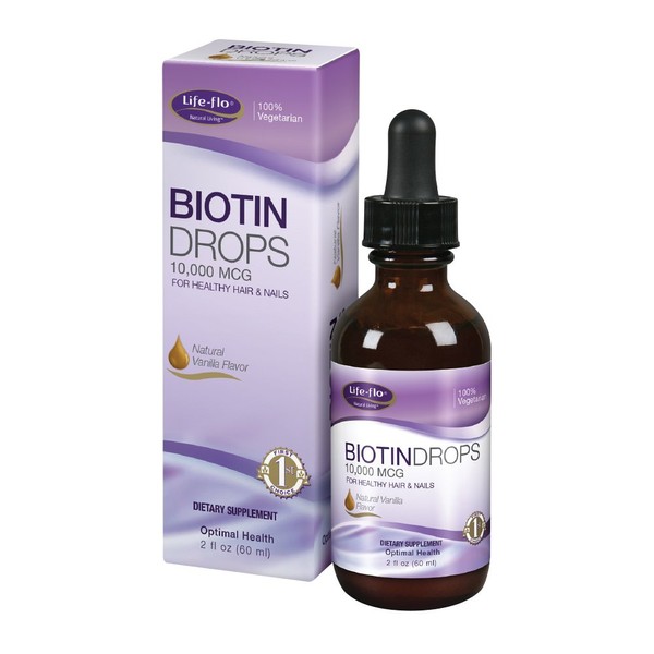 Life-Flo Biotin Drops 10,000 mcg with Vitamin D3 | Liquid Supplement for Healthy Hair, Skin & Nails | 2oz, 60 Servings