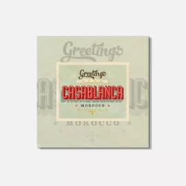 Unbranded Casablanca Morocco Vintage Greetings 4'' X 4'' Square Wooden Coaster