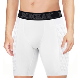 RCRCKAR Youth Boys Baseball Sliding Shorts Protective Athletic Compression Underwear w/Cup Baseball Football Lacrosse (White Grey, S)