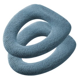 AOOTUERL 2PCS Thicker Toilet Seat Covers Soft Thicker Warmer Stretchy Washable Fabric Toilet Seat Cover Easy Installation Comfortable Toilet Lid Cover (Dark Green)