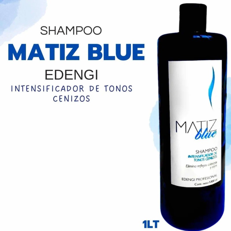 Shampoo Matiz Blue Edengi 1lt Intensificador Tonos Cenizos