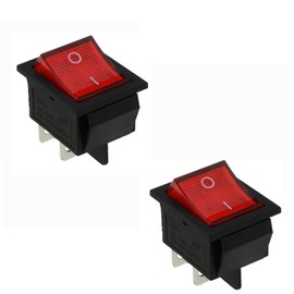 Ghsretore 2pcs Red Light 4 Pin DPST ON/Off Snap in Rocker Switch 4 Pins 2 Position 16A/250V 20A/125V AC with Red LED Light