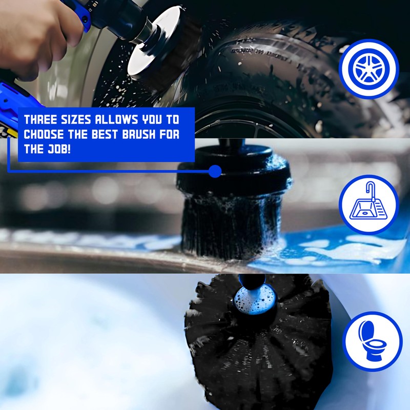 Diamond Shine 3-Pack Firm Drill Brush Attachment - Turns Drill