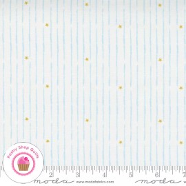 Moda LITTLE DUCKLINGS 25108 21 Blue Stripes Stars PAPER CLOTH Quilt Fabric BABY - By the Half-Yard
