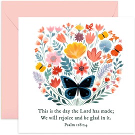 Special Religious Greeting Cards for Friends and Family - Love and Support - Beautiful Floral Butterfly Art - Thinking of You, Celebration, Congratulations, Birthday - For Him or Her - Bible Verses