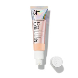 It Cosmetics CC Cream Nude Glow con Protector Solar FPS 40 + Suero Iluminador – Base de maquillaje con Niacinamida, Ácido Hialurónico, Cobertura Alta, Acabado Luminoso Natural, 32 ml