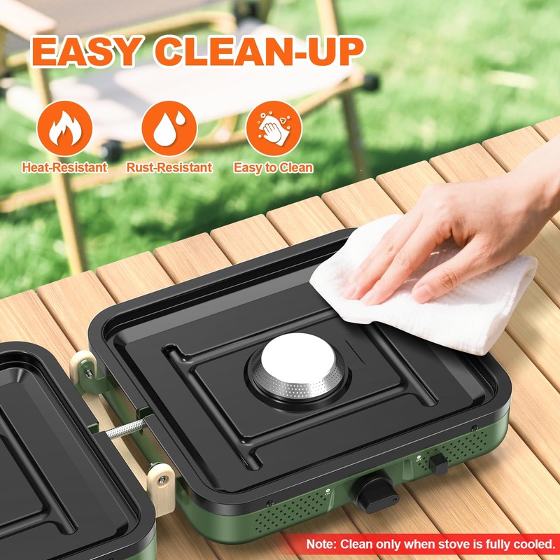 Propane 2-Burner Foldable Camping Stove with Carry Bag, Portable Propane