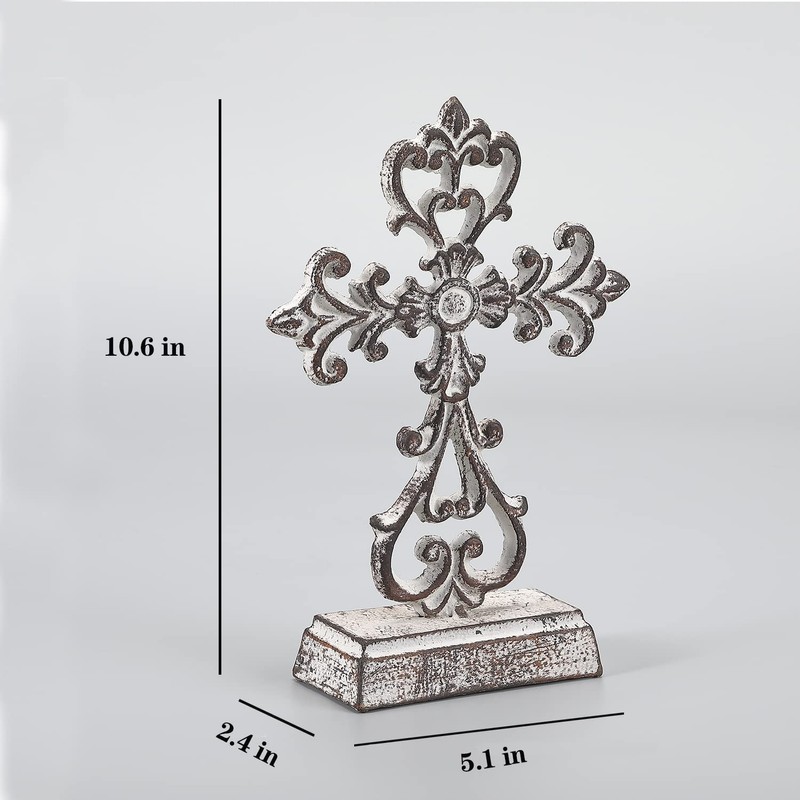Retrome Metal Cross Stand Tabletop for Home Decor, 10.6" H