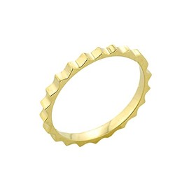 Modern Contemporary Rings Stackable 14k Yellow Gold Gear Cut Mid Finger Band Knuckle Ring, Size 8