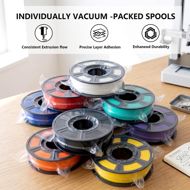 250g PLA Filament 1.75mm, 3D Printer Filament Bundle for Beginners,
