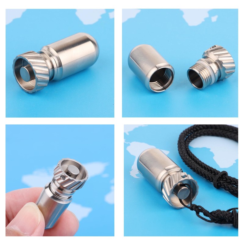 Titanium Small Pill Organizer Keychain Waterproof Pill Container Case Portable