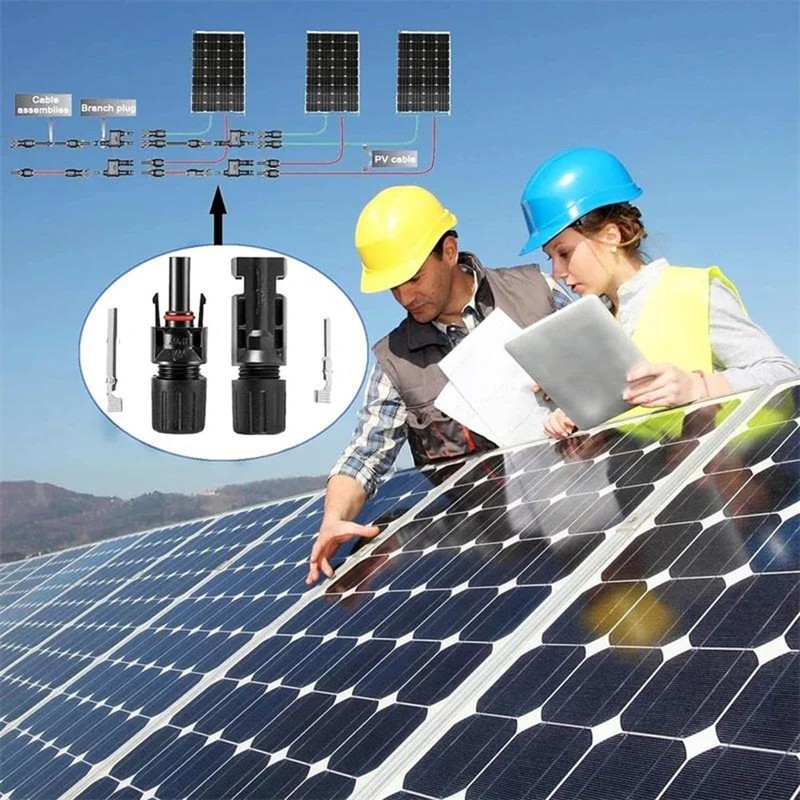 Solar MC4 4 Pairs Black Waterproof Connector Set with Mounting