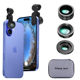 Phone Camera Lens Kit Wide Angle 0.6X Macro 20X Fisheye 198° for Most (Black)