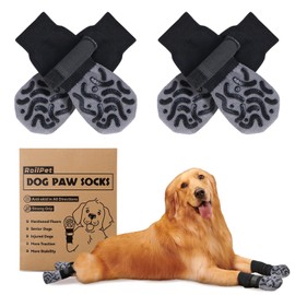 Roilpet Grippy Non-Slip Dog Socks to Prevent Licking Paws - Strong Traction for Hardwood Floors, Senior Dogs, Paw Protector, Prevent Scratching, Thick Anti Slip Dog Socks - Size Small