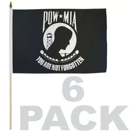 6 PACK LOT 12x18 POW MIA STICK FLAG American Flag You are never Forgotten f