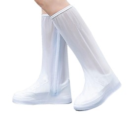 Aolegoo Waterproof Overshoes, Reusable Non-slip Long Boot Waterproof Overshoes Ideal for Rainy And Snowy Weather (White, 3XL)