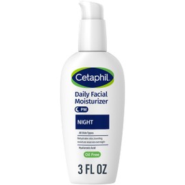 Cetaphil Night Moisturizer for Face, Hydrating Facial Moisturizer with Hyaluronic Acid, For All Skin Types, Lightweight and Non-Comedogenic, Dermatologist Recommended for Sensitive Skin, 3oz