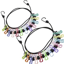 2 Pcs Portable Elastic Clothesline,1.8m/70.87inch Upgraded Retractable Travel Clotheslines with 24 Colorful Clothespins and Windproof Positioning Buckles for Laundry Outdoor Garden Camping Accessories