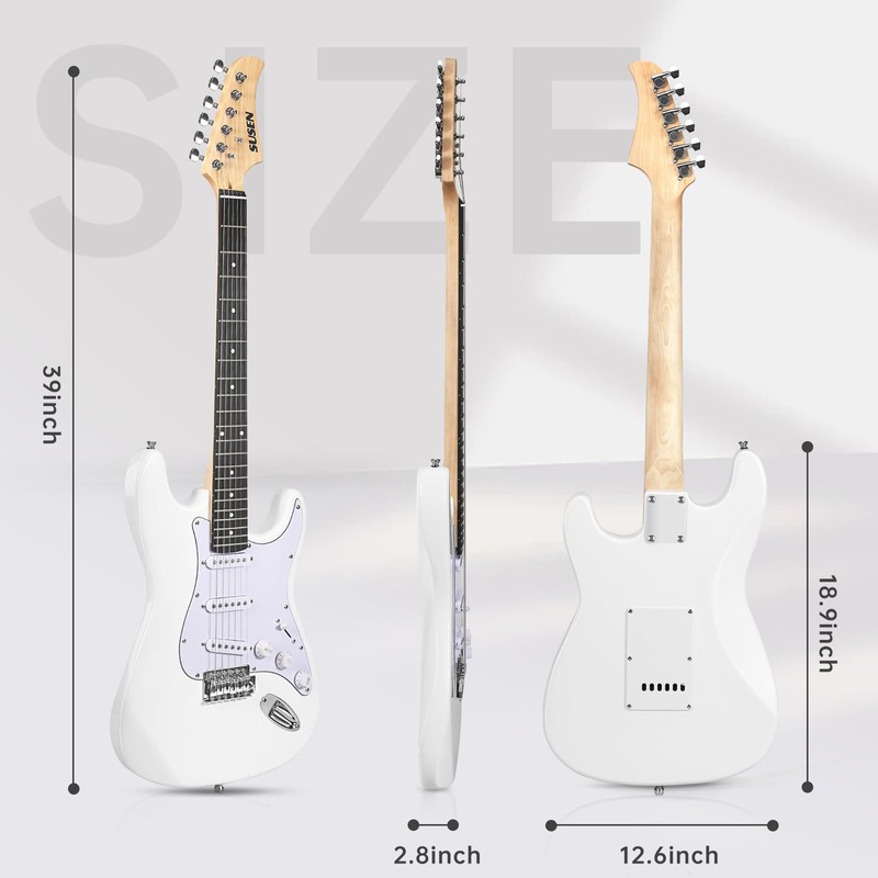 Electric Guitar, 39 Inch Solid Full-size Electric Guitar S-S-S Pickups