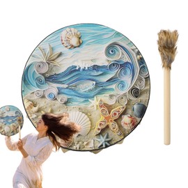 Shamanic Drums | Sea Wave Shell Music Drum | Adult Drum Percussion Instrument for Music Meditation Rituals, Drumstick Included