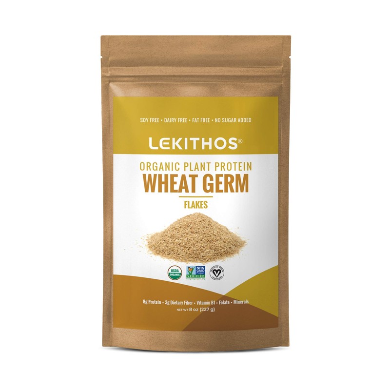 Lekithos Organic Wheat Germ Protein 8oz, USDA Organic Plant-Based Superfood,