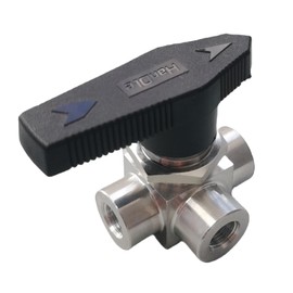 YACO INDUSTRY 3 way ball valve,T port,1/8"" NPT, reduce bore 5mm, stainless steel, water oil gas, no Limit position