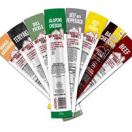 Wenzel’s Farm Variety Snack Sticks │Supports Active Lifestyles │ Flavorful, Natural Smoked │ High Protein, Low Carb │ No MSG, Fillers, Binders, Artificial Colors │ Gluten Free | 16 sticks (8 packs of 2) | New & Classic Variety