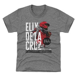 500 LEVEL Elly De La Cruz Youth Shirt (Kids Shirt, 10-12Y Large, Tri Gray) - Elly De La Cruz Cincinnati Player Name WHT