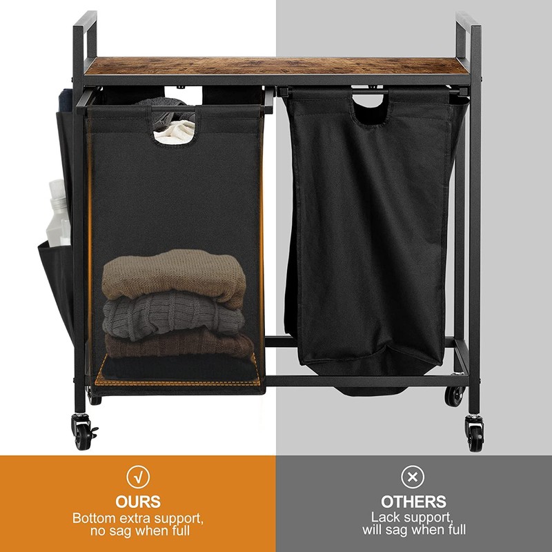 WOWLIVE Double Laundry Hamper with Lid,Rolling Laundry Basket Organizer with