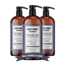 ABBOT KINNEY APOTHECARY Men's 3-in-1 Wash, Moisturizing Shampoo, Conditioner, and Body Wash for Men, Suitable for All Skin and Hair Types, 32oz (Wood Reserve) – 3 Pack